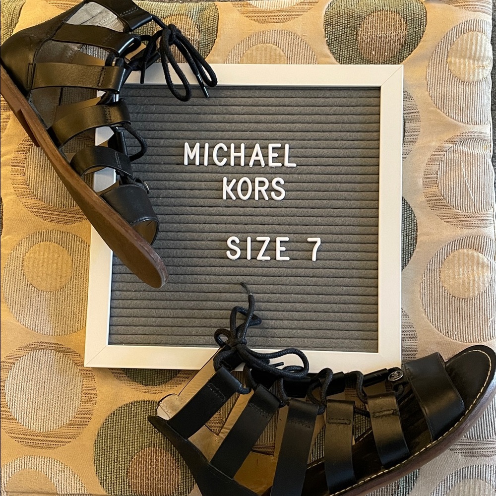 MICHAEL KORS Black Gladiator Flat Sandals